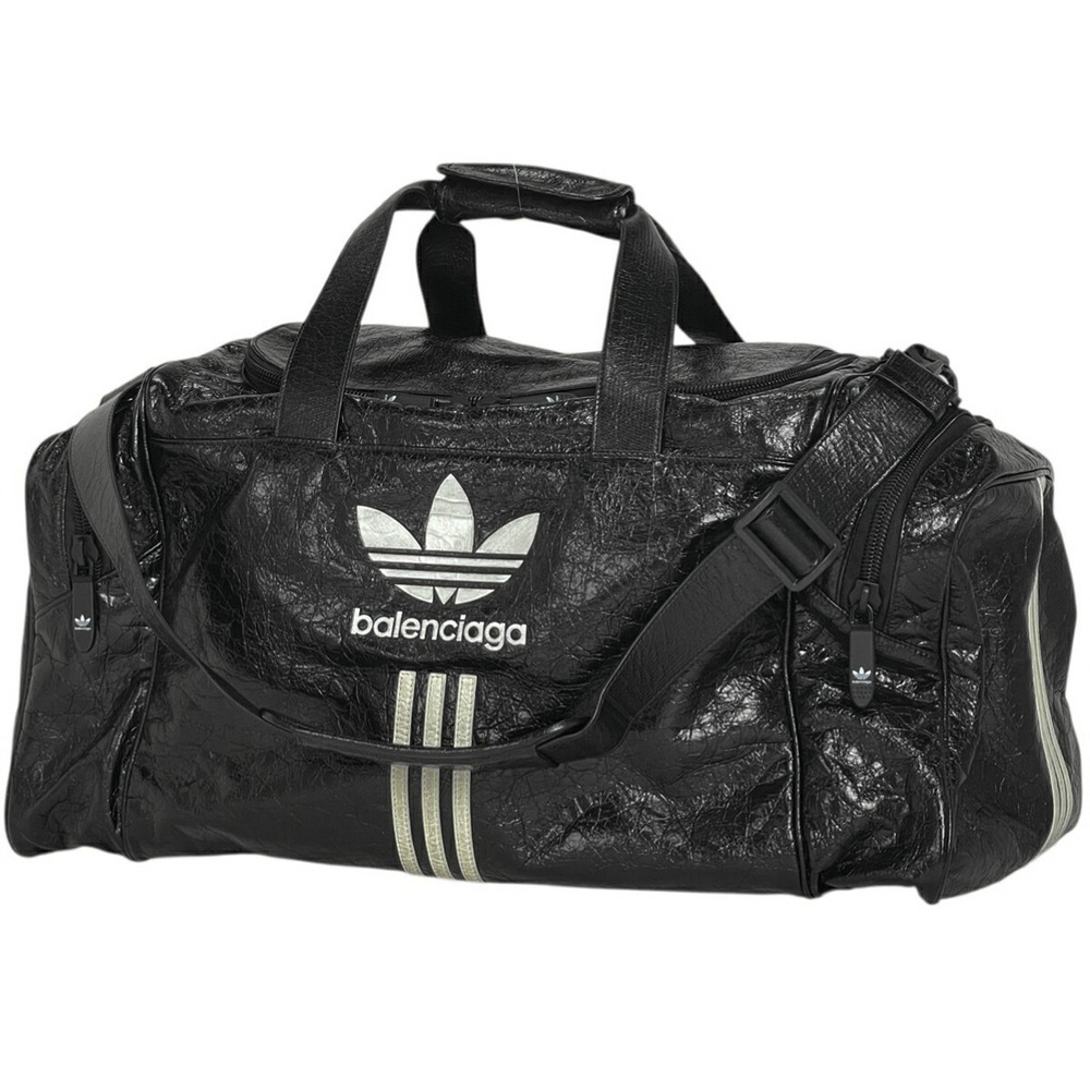 Balenciaga logo Boston bag Adidas gym shoulder leather black